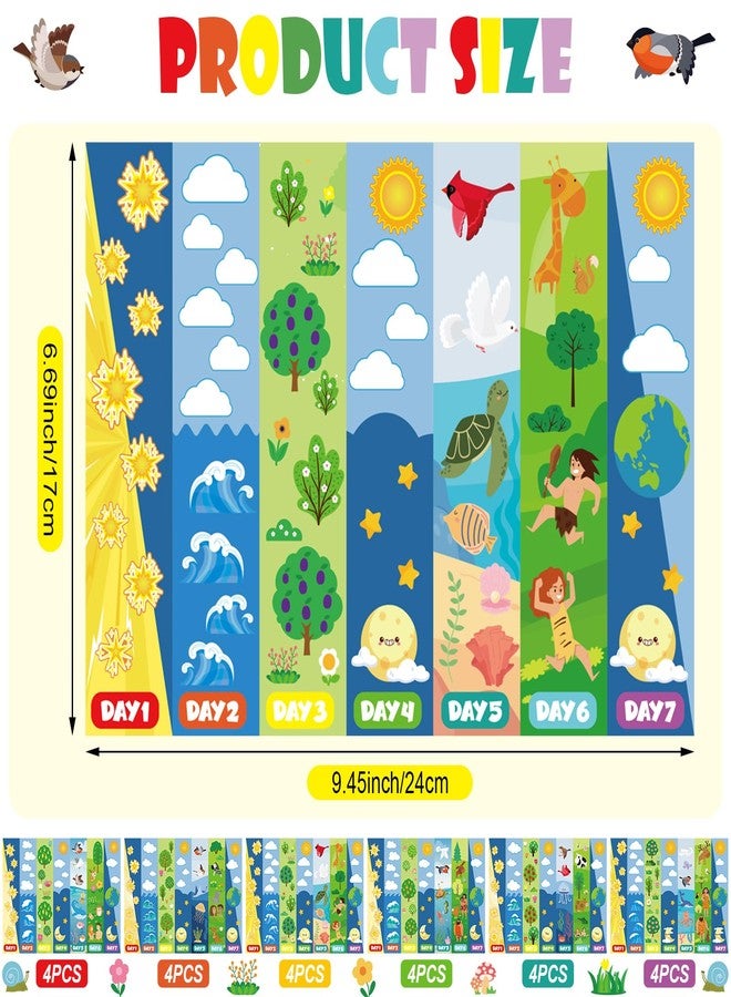 Weekgrat 24 Pcs 7 Days of Creation Sticker Scenes for Kids Fold up Creation Craft Religious DIY Stickers Scene Bulk Make Your Own Craft Gifts for Christian Sunday School Classroom Church Supply - Image 2